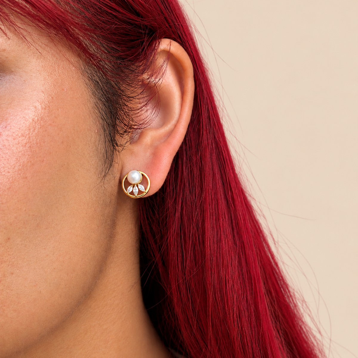 Celeste Pearl Halo Studs
